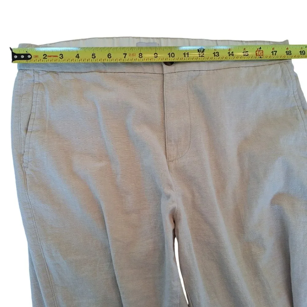 Old Navy Linen Blend Slim Pull On Trousers NWOT Drawstring Pants Beige Men's L